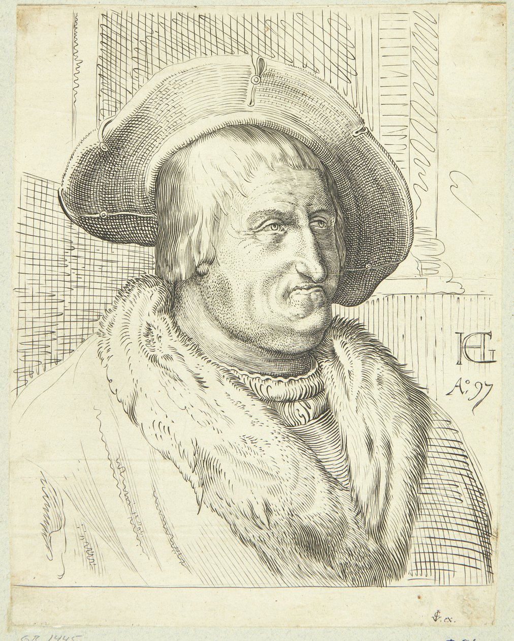 Retrato de fantasia de velho com chapéu de after Hendrick Goltzius