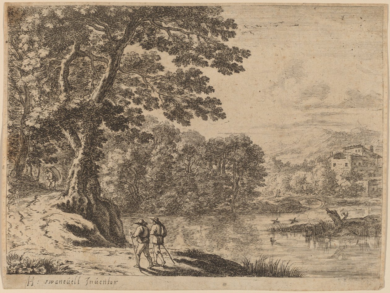 Dois viajantes e um mascate de after Herman van Swanevelt
