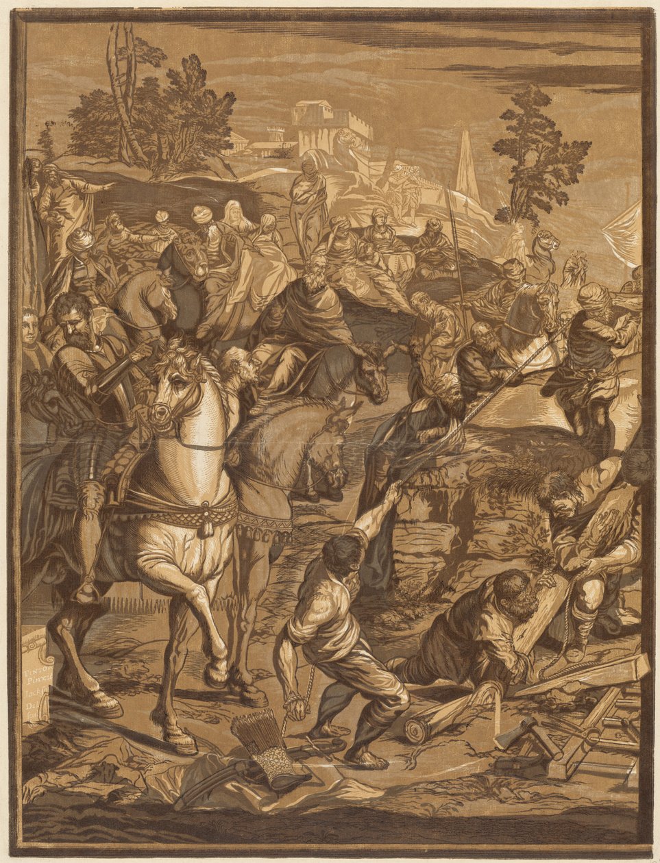 A Crucificação (Painel Esquerdo) de after Jacopo Tintoretto John Baptist Jackson