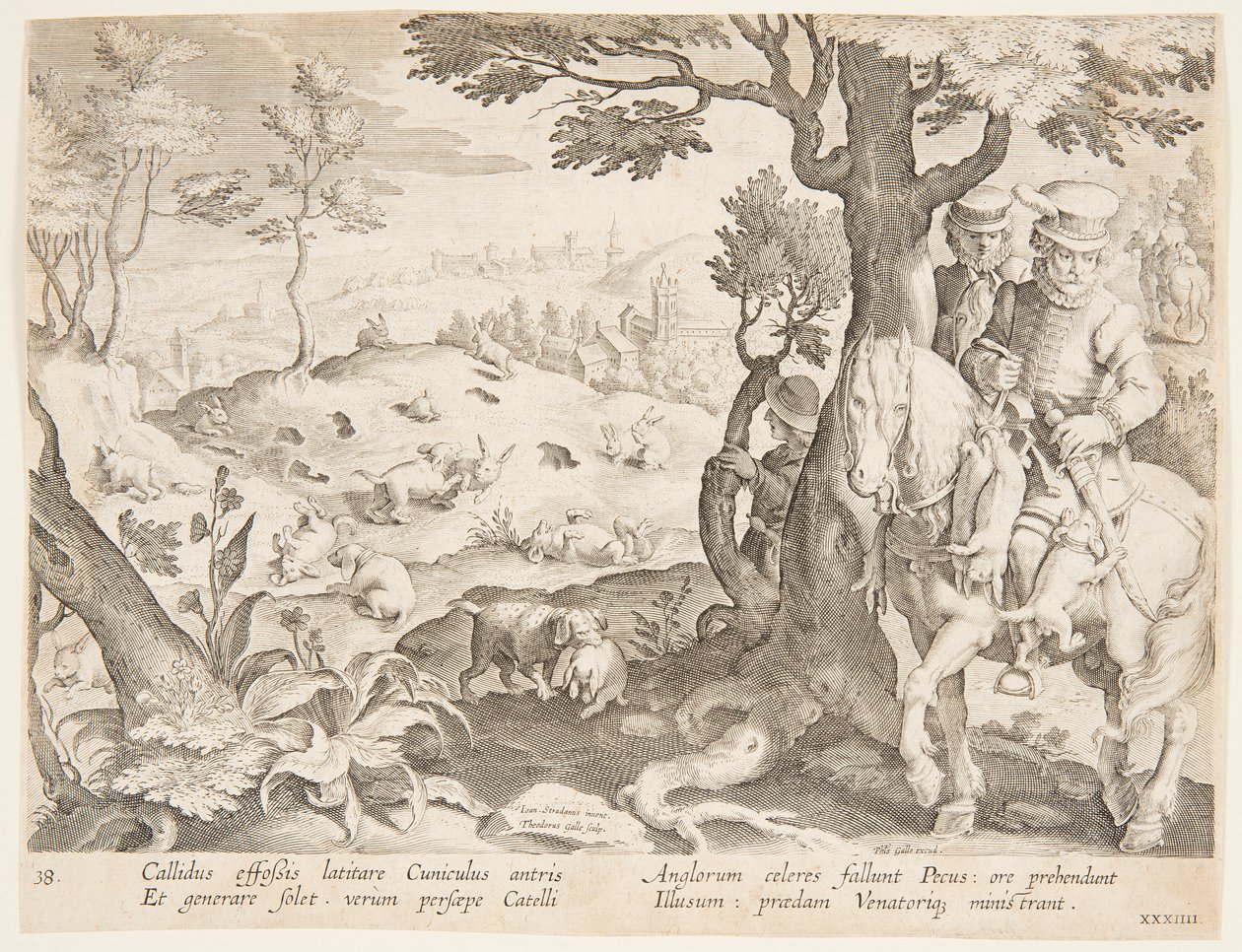 caça ao coelho de after Jan van der Straet, called Stradanus