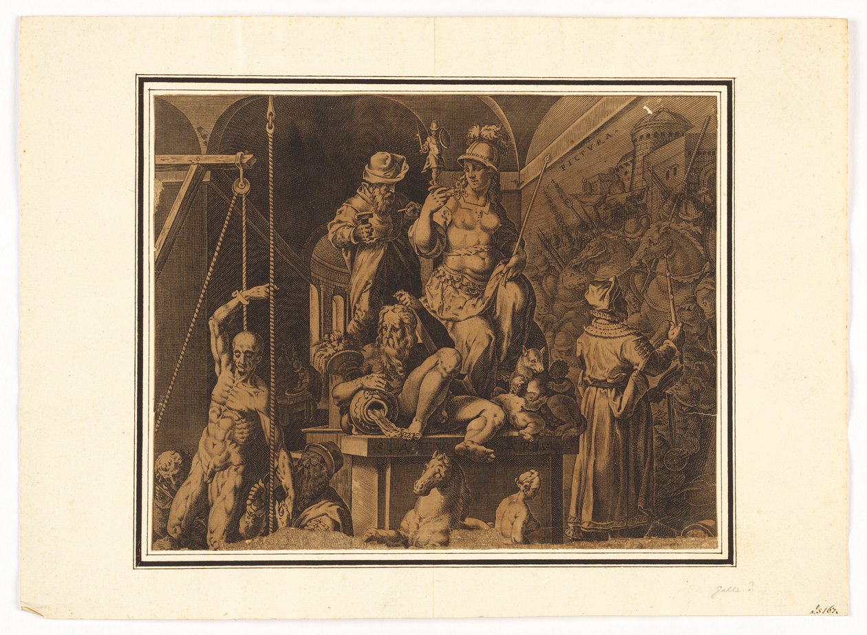 Os Praticantes das Artes Visuais (metade superior da folha rasgada) de after Jan van der Straet, called Stradanus
