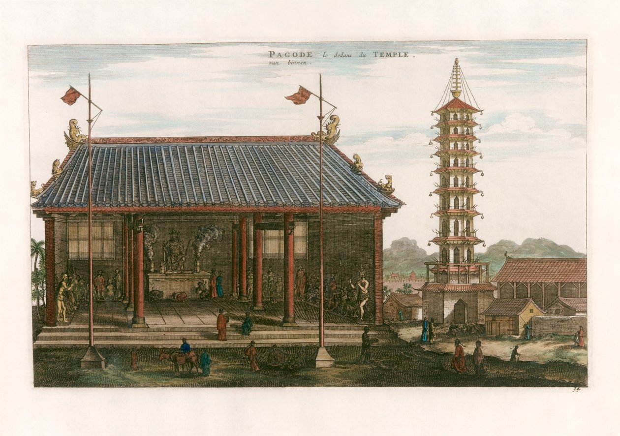 Interior de um pagode de after Johannes Nieuhof