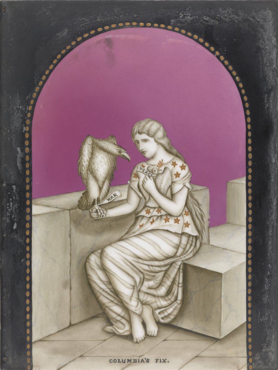 Columbias Fix, c.1861-65 (pintura esmaltada a baixa temperatura em porcelana) de after John Tenniel
