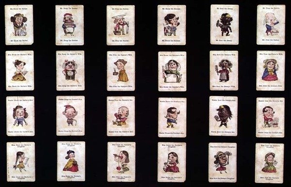Famílias Felizes, jogo de cartas, baseado em desenhos de John Tenniel, c.1860 (mão colorida lito) de after John Tenniel
