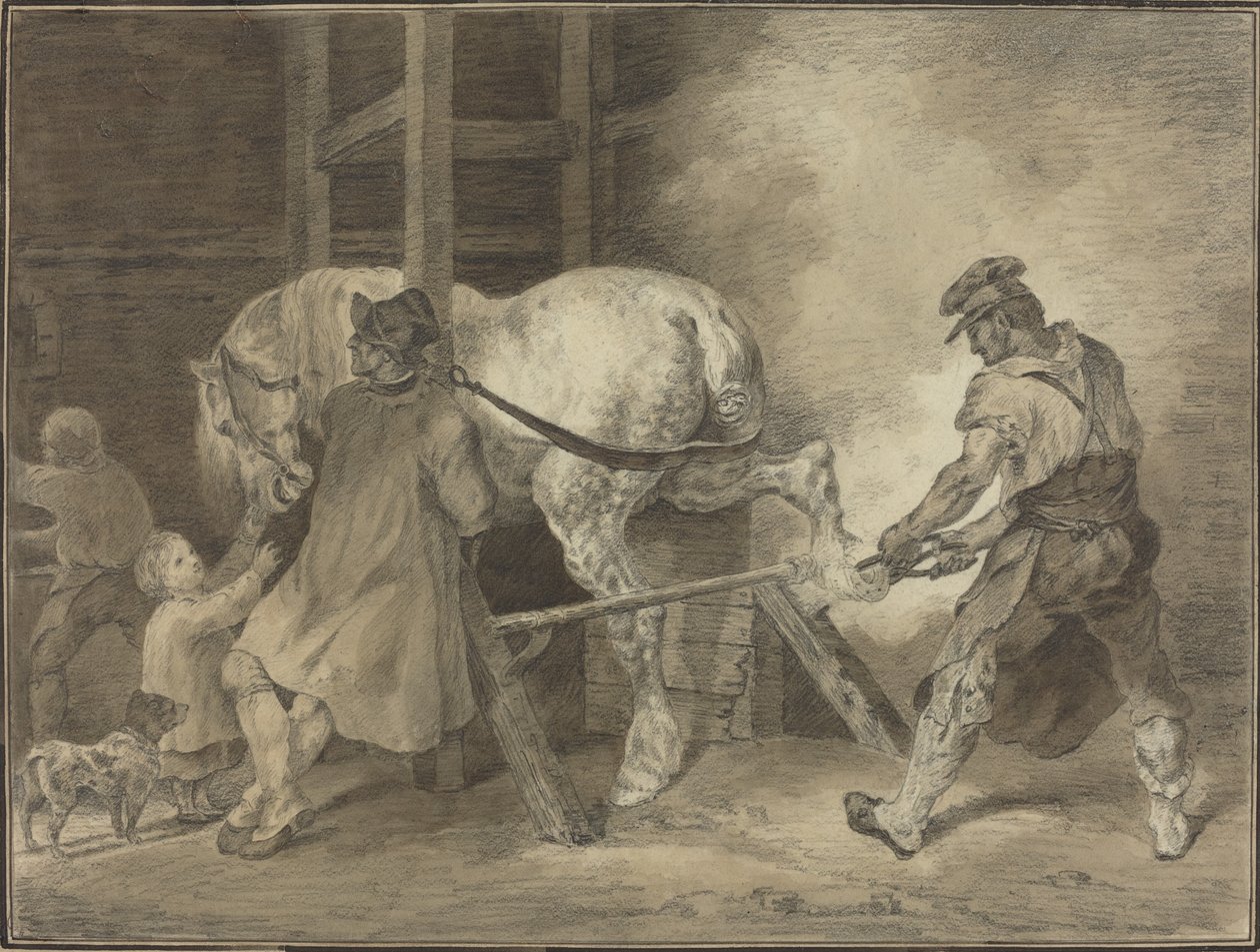 A loja do ferreiro de after Léon Cogniet after Théodore Gericault