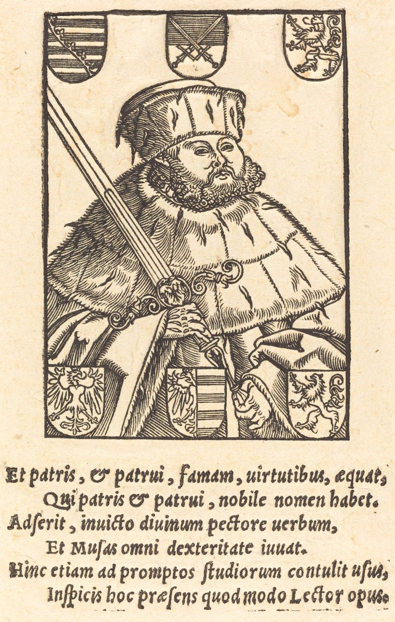 João Frederico, o Magnânimo, em vestes eleitorais [esquerda] de after Lucas Cranach the Younger