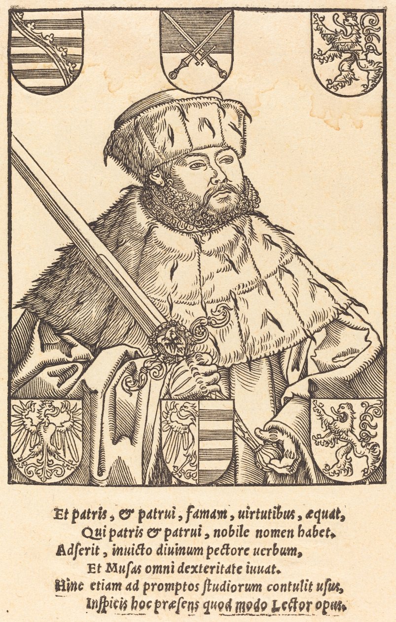 João Frederico, o Magnânimo, em vestes eleitorais [direita] de after Lucas Cranach the Younger