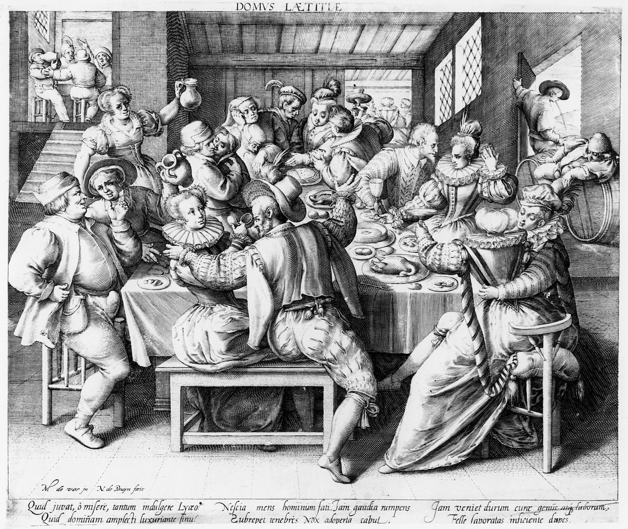 A Festa, c.1600 (gravura de Nicolaes de Bruyn) de after Maarten de Vos