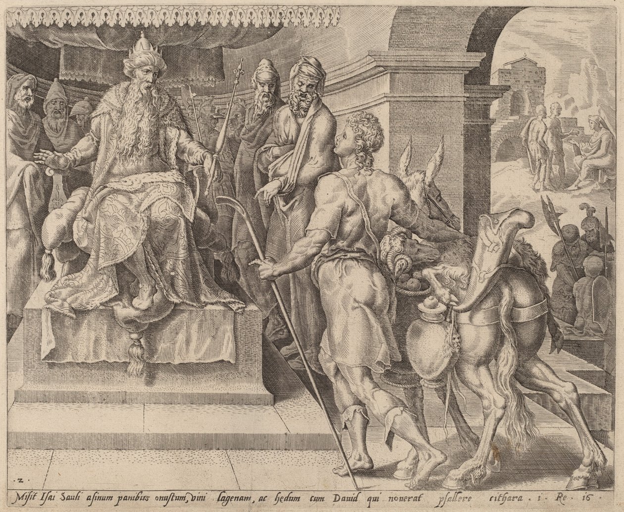 David trazendo presentes de seu pai para Saul de after Maerten van Heemskerck