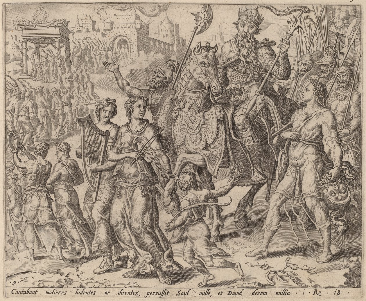 O triunfo de Saul e Davi de after Maerten van Heemskerck