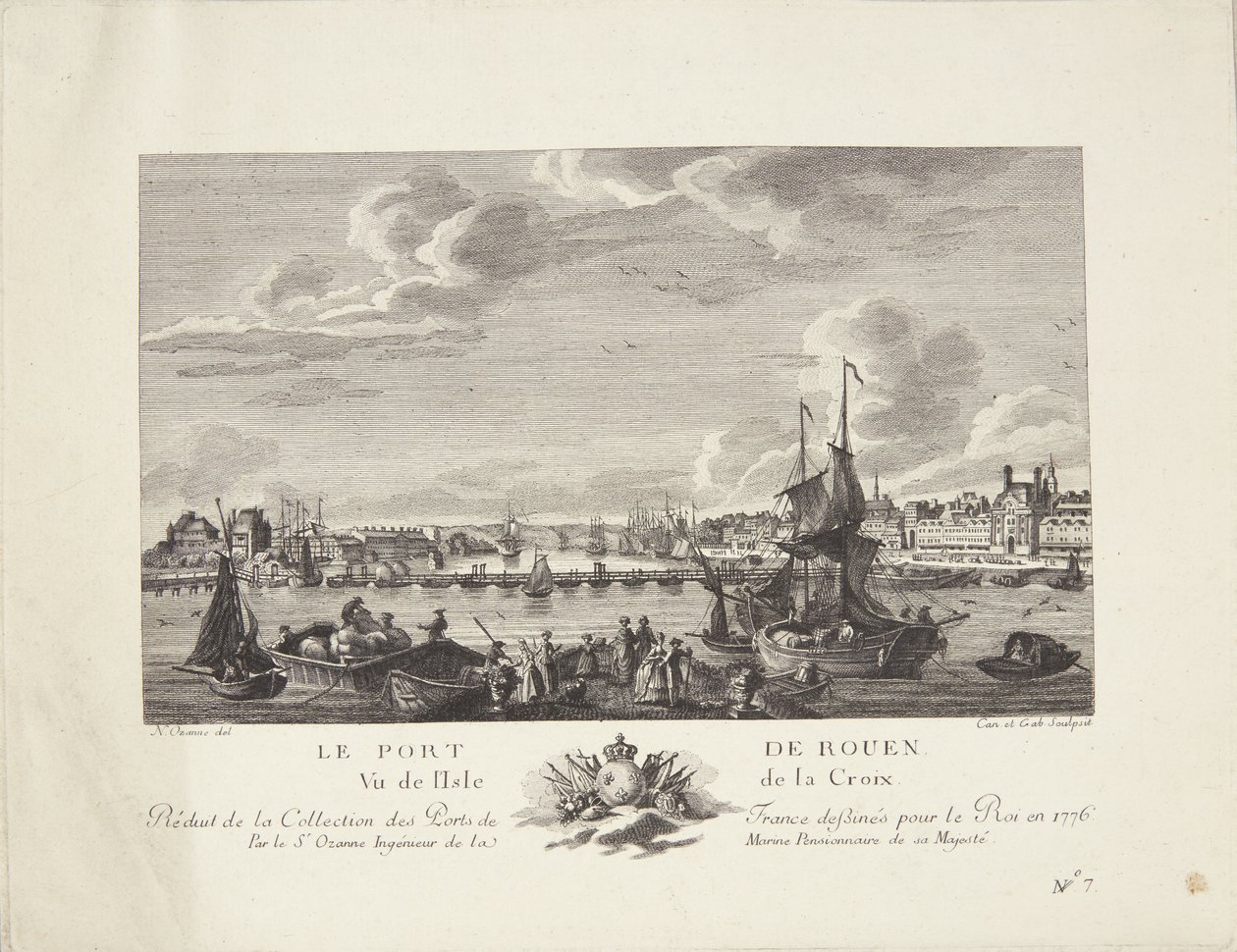 Rouen havn (O porto de Rouen) de after Nicolas Marie Ozanne