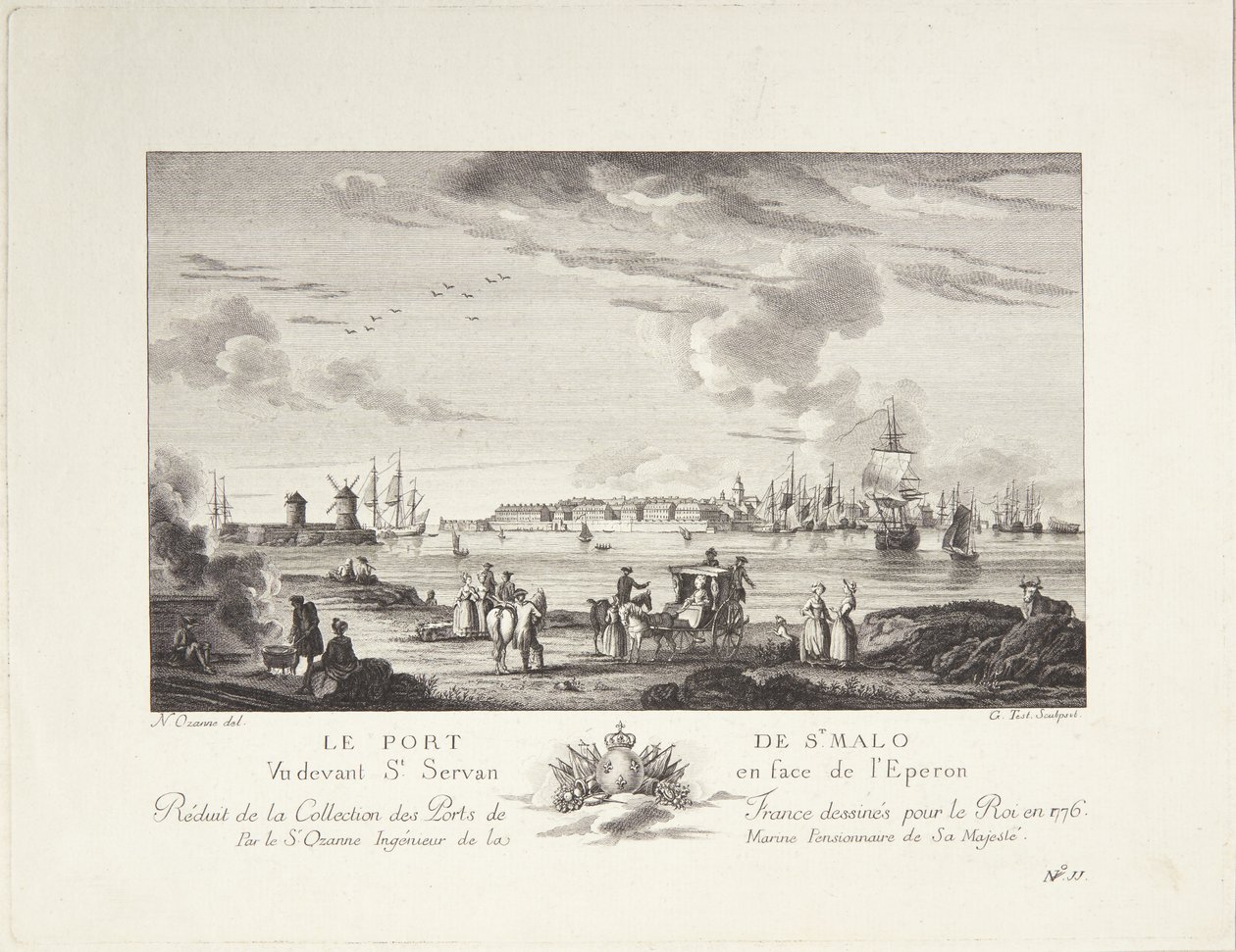 Sankt Malo havn (O porto de St. Malo) de after Nicolas Marie Ozanne