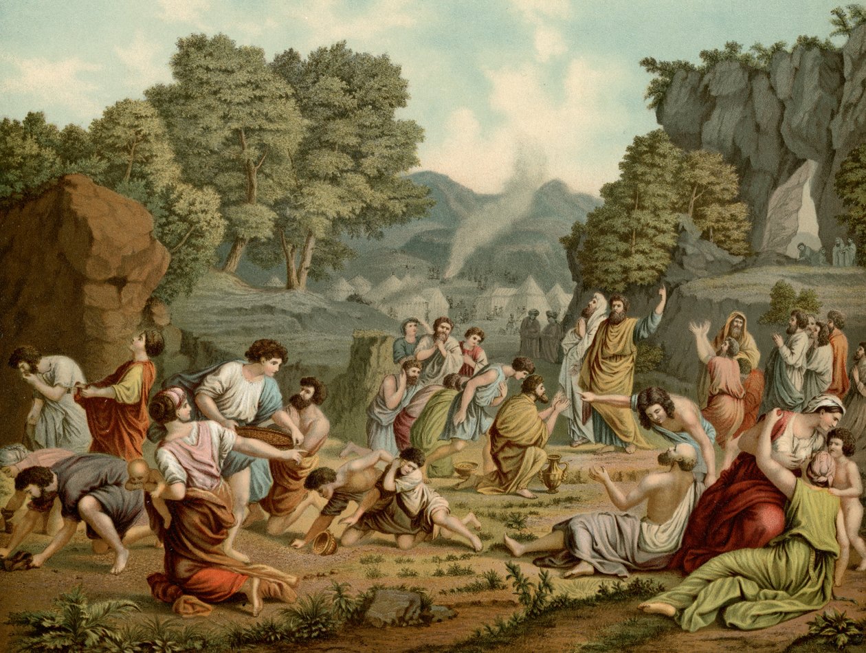 Coletando maná no deserto de after Nicolas Poussin