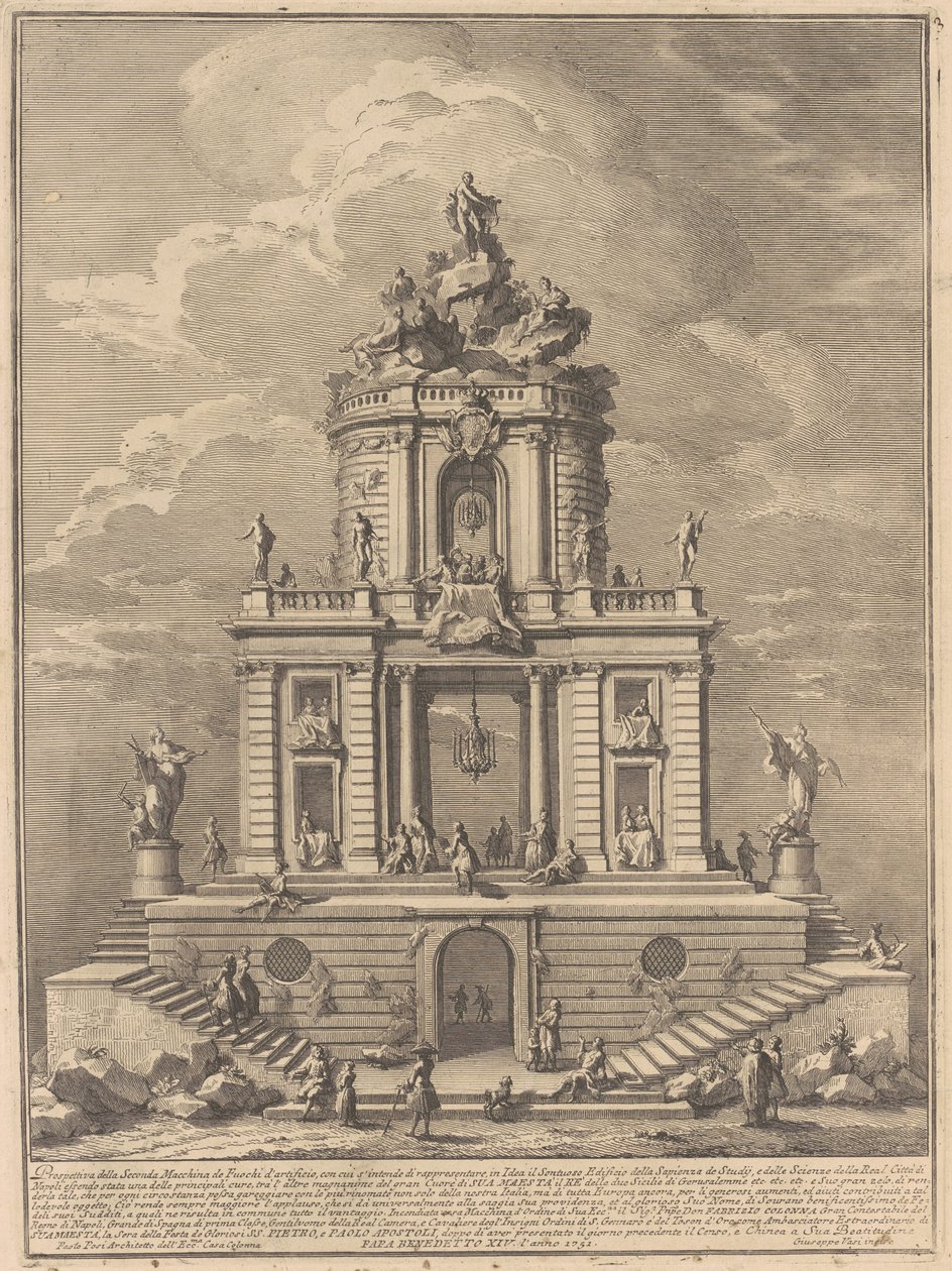 A Seconda Macchina para a Chinea de 1751: O Palácio da Sabedoria, Estudos e Ciências de after Paolo Posi Giuseppe Vasi