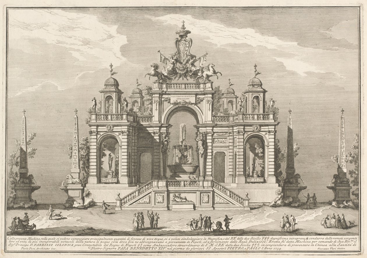 A Seconda Macchina para a Chinea de 1754: uma alegoria do sistema hidráulico de after Paolo Posi Giuseppe Vasi