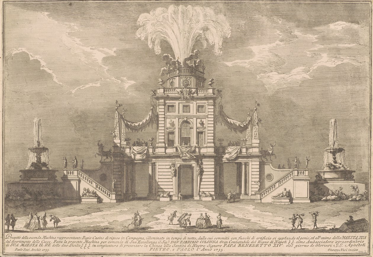 A Seconda Macchina para a Chinea de 1755: A Royal Hunting Lodge de after Paolo Posi Giuseppe Vasi