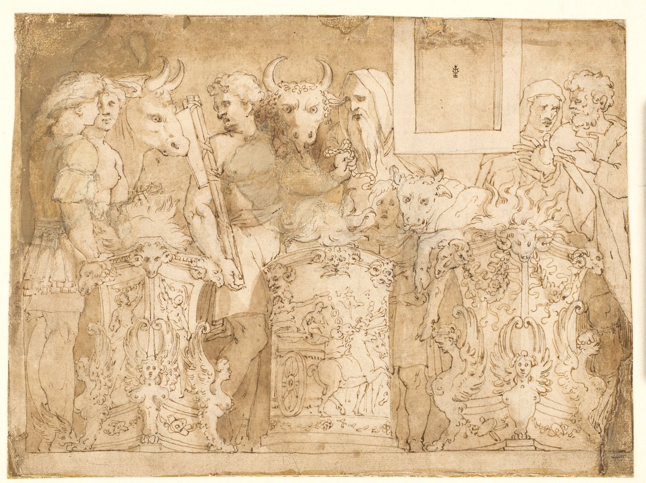 Sacrifício antigo de after Polidoro da Caravaggio