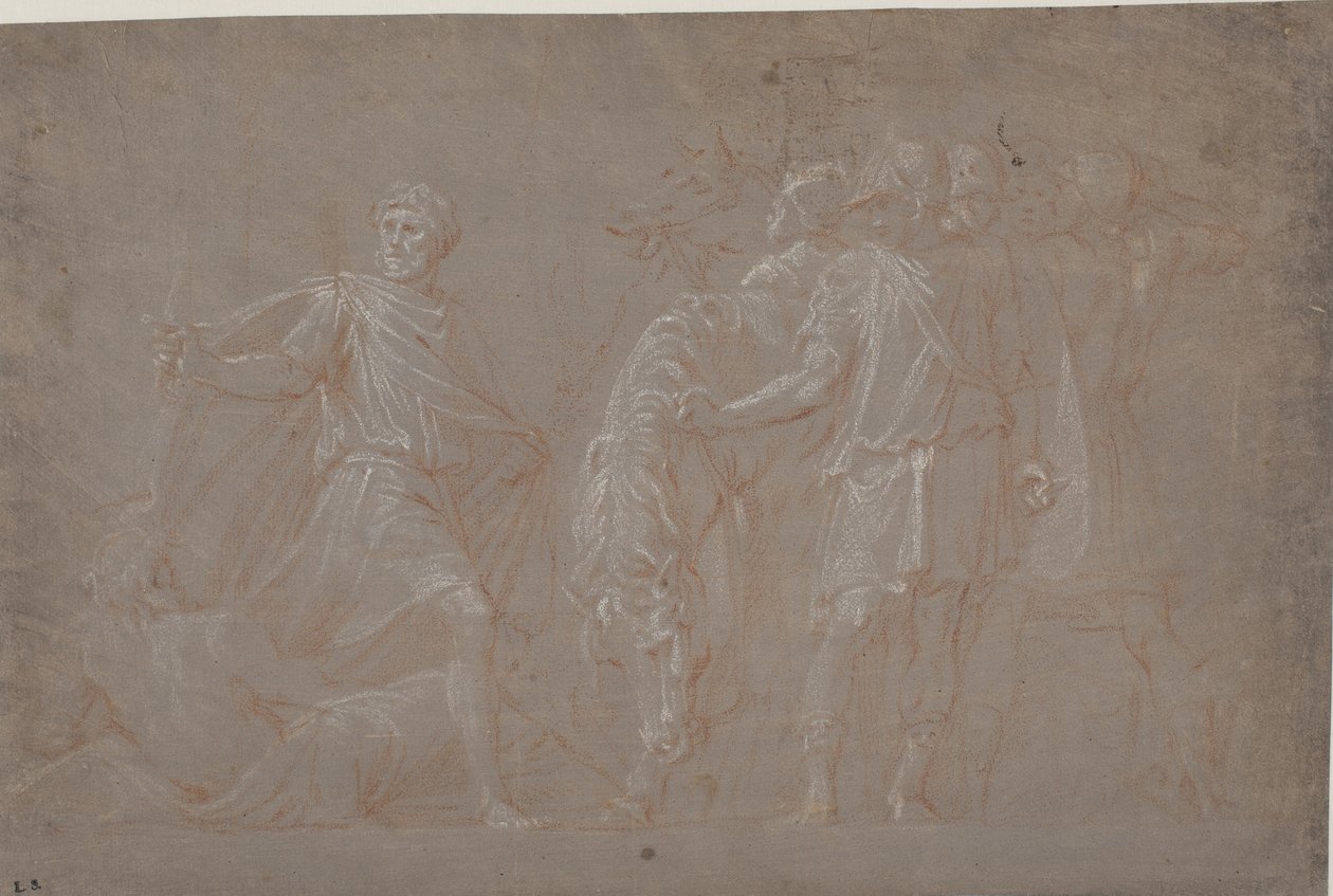 Mucius Scaevola atravessando o Tibre de after Polidoro da Caravaggio