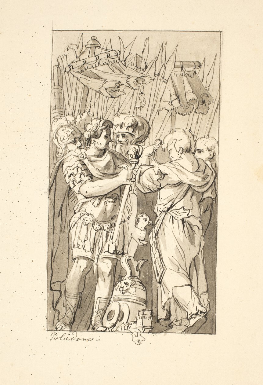 Cena da história romana de after Polidoro da Caravaggio