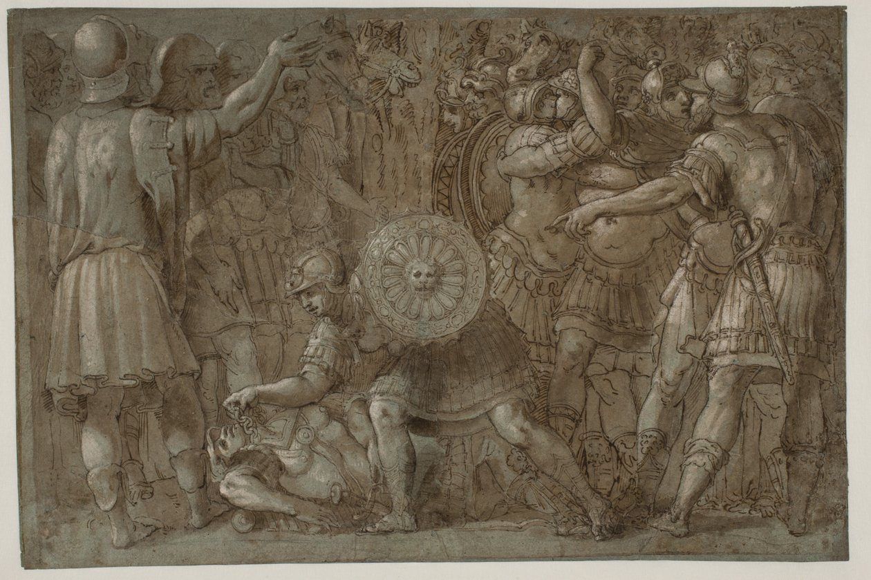 Cena da história romana de after Polidoro da Caravaggio