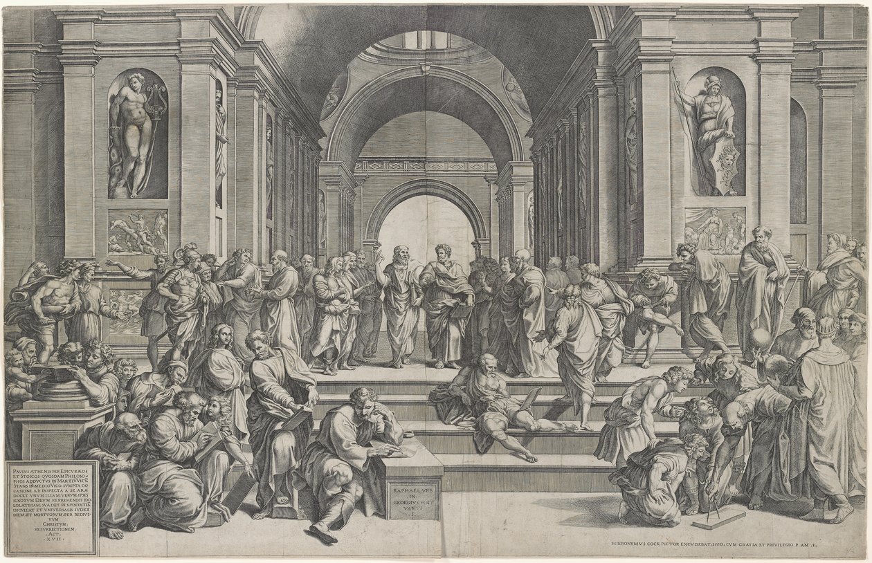 A escola de Atenas. Bar. 1550 de after Raphael