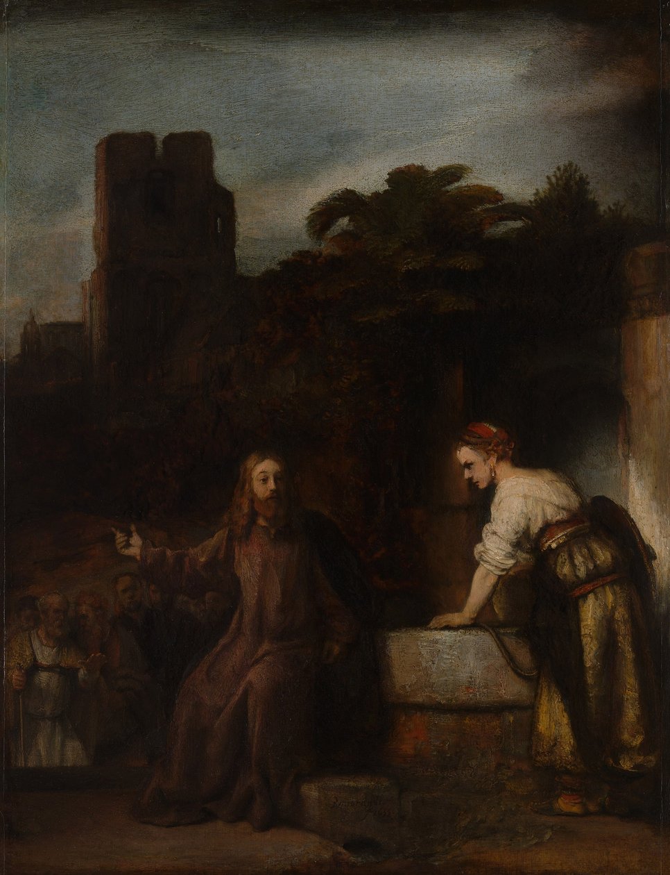 Cristo e a mulher de Samaria, c.1655 de after Rembrandt van Rijn