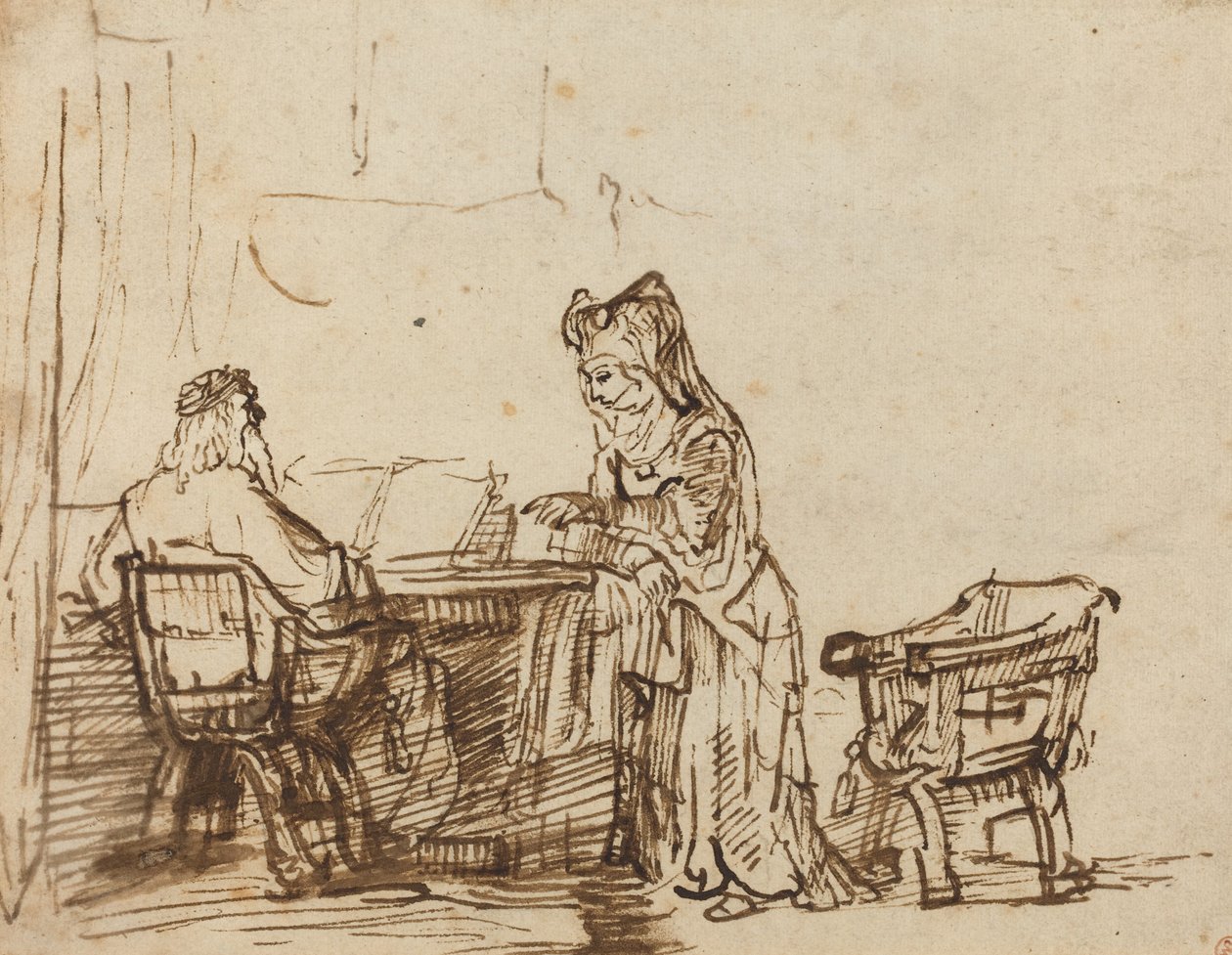 Ana rejeitando as censuras do profeta Eli de after Rembrandt van Rijn