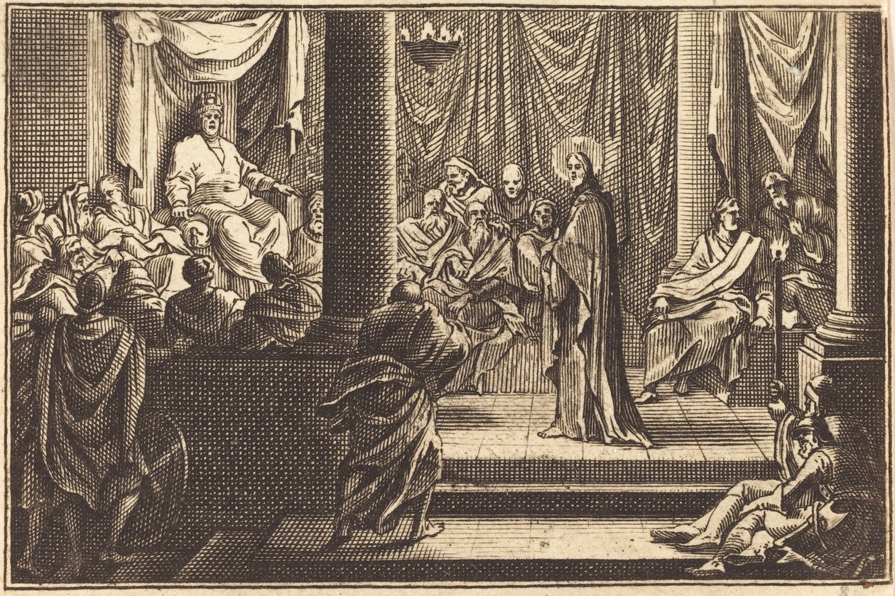 Cristo diante de Caifás de after Sébastien Le Clerc I