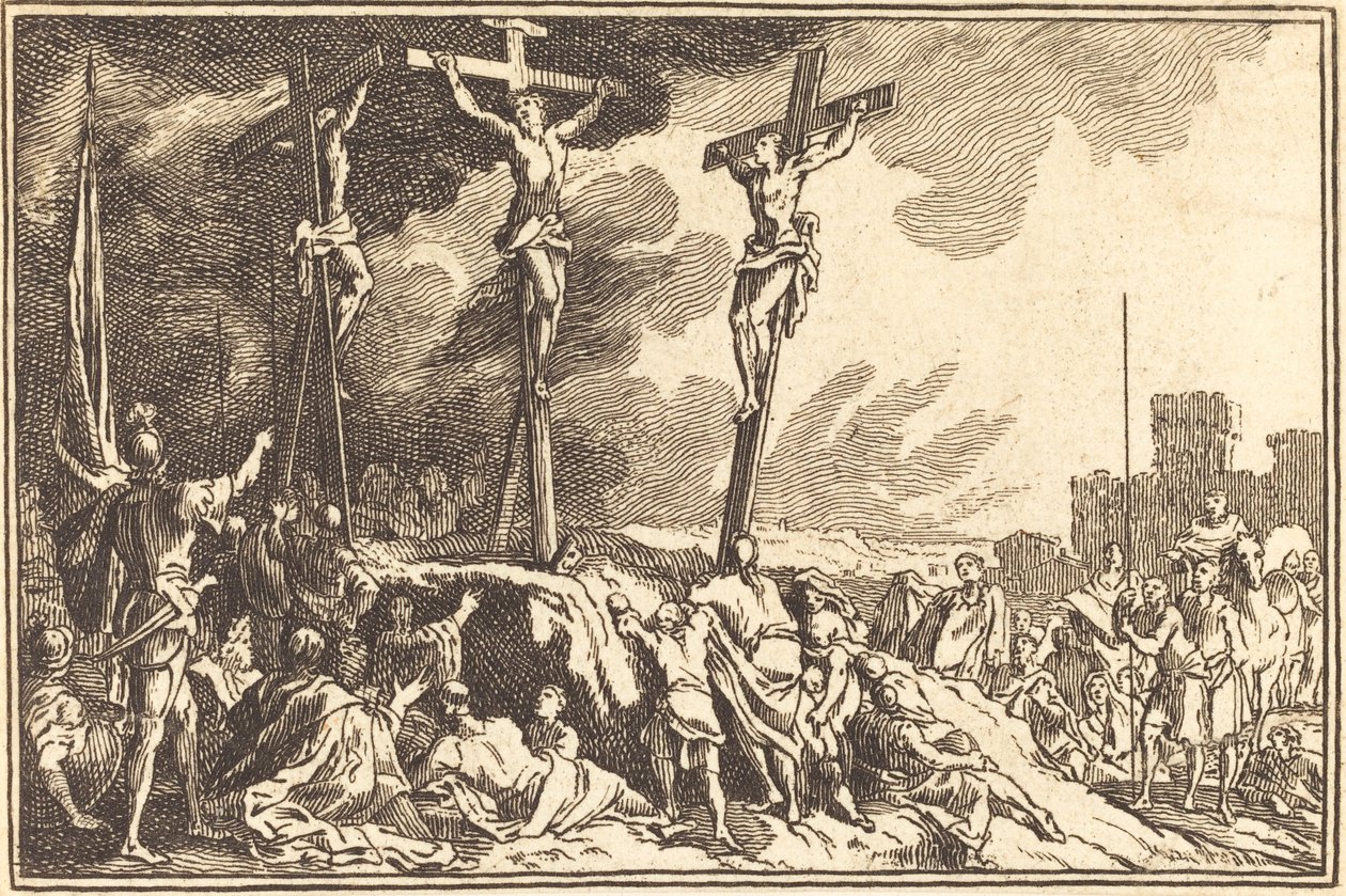 Cristo na cruz entre os dois ladrões de after Sébastien Le Clerc I