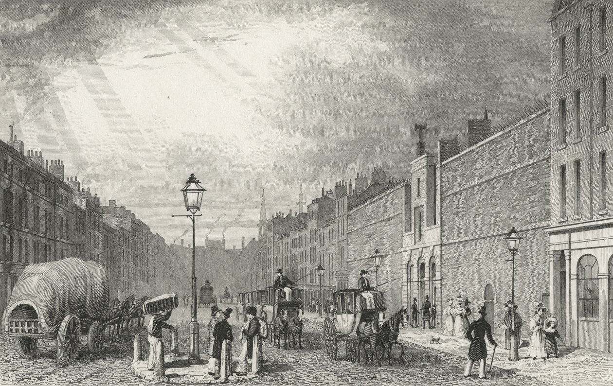 Rua Farringdon e a prisão de frotas, 1830 de Thomas Hosmer after Shepherd
