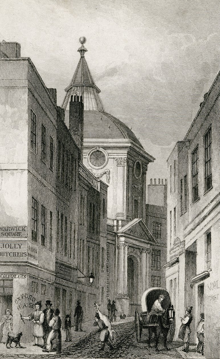 Faculdade dos médicos, Warwick Lane, 1830 de Thomas Hosmer after Shepherd