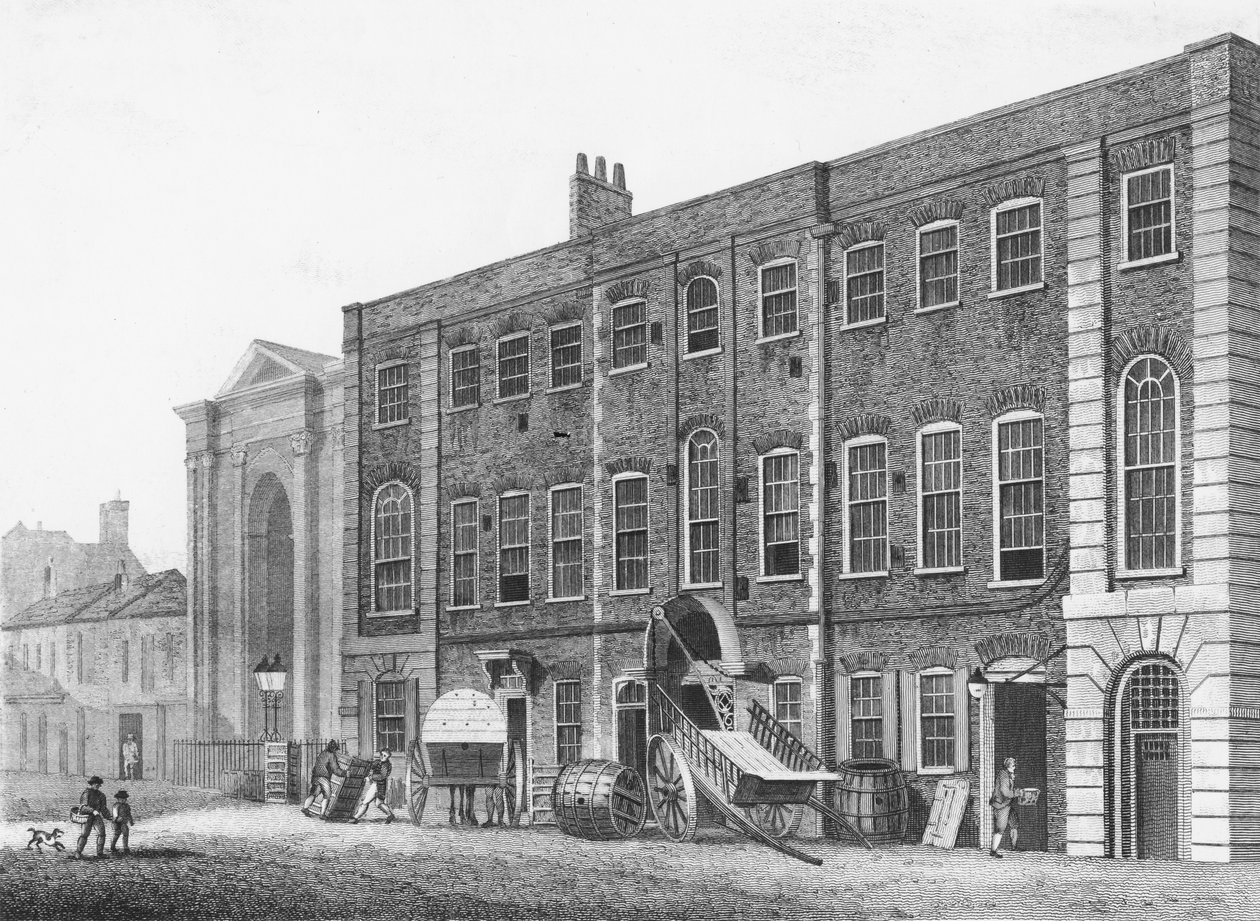Vista Sul do Teatro Real em Portugal Street, Lincolns Inn Fields, 1811 de Thomas Hosmer after Shepherd