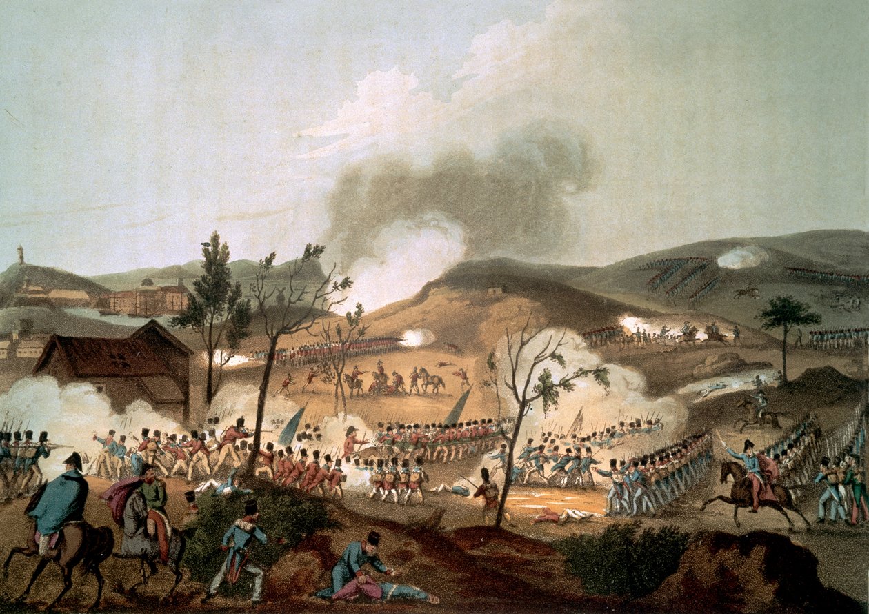 Batalha da Corunha, 17 de janeiro de 1809 (aquatinta colorida) de after William Heath