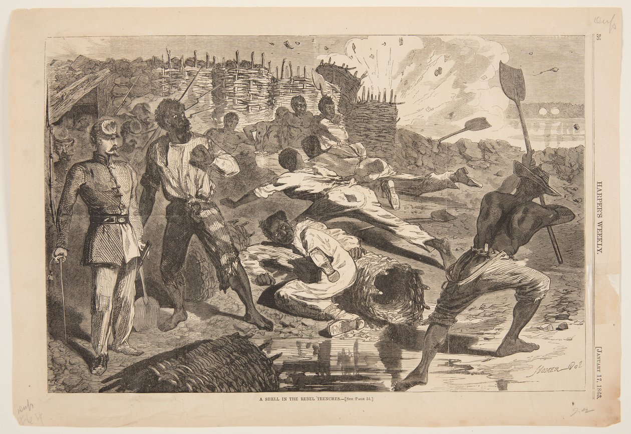 Uma concha nas trincheiras rebeldes de Winslow Homer