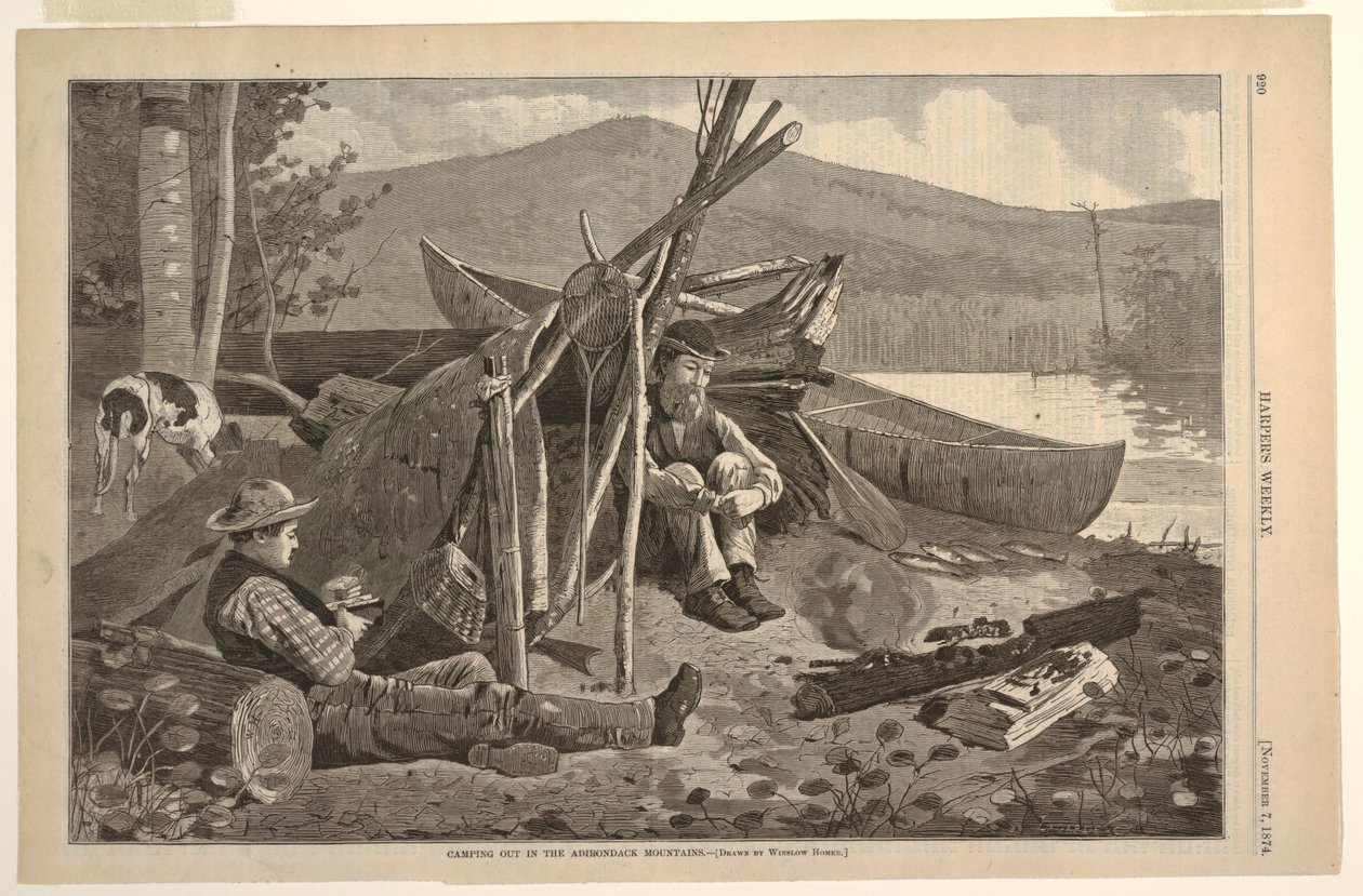 Acampar nas Montanhas Adirondack de after Winslow Homer