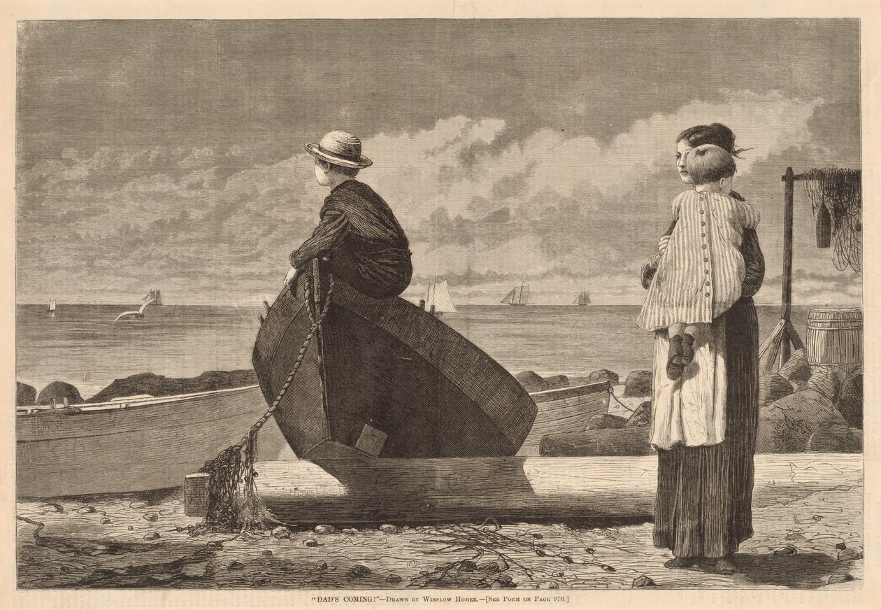 "Papai está vindo!" de after Winslow Homer