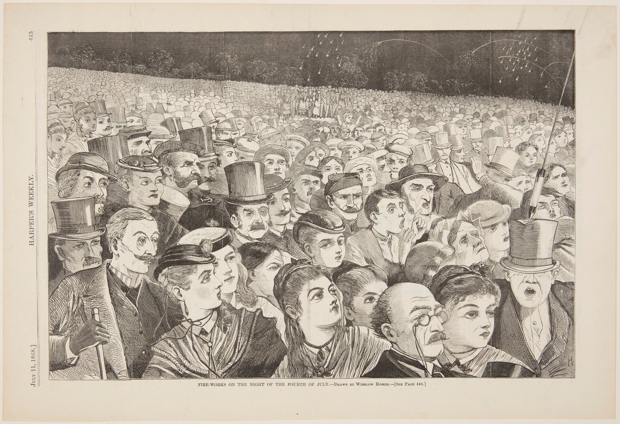 Fogos de artifício na noite de quatro de julho de after Winslow Homer