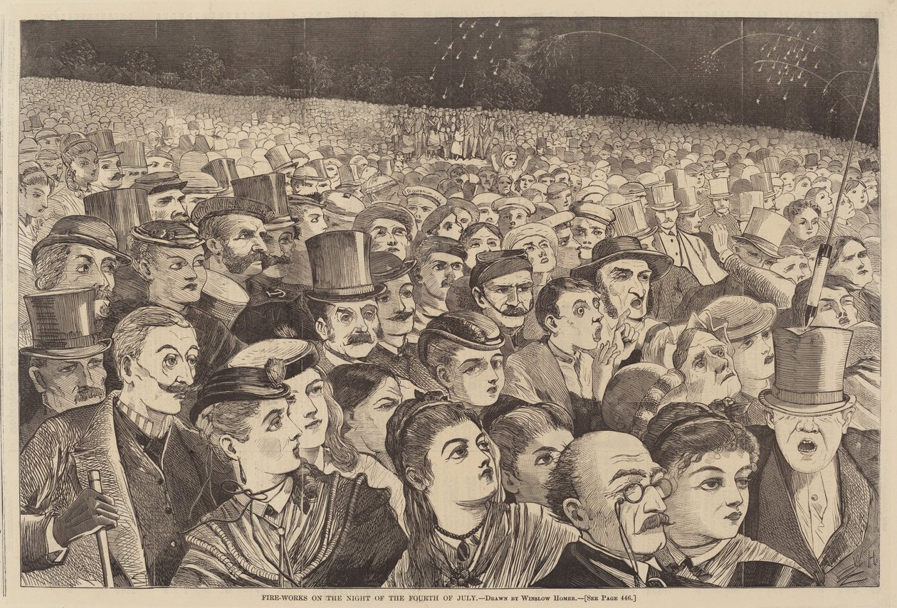 Fogos de artifício na noite de 4 de julho de after Winslow Homer