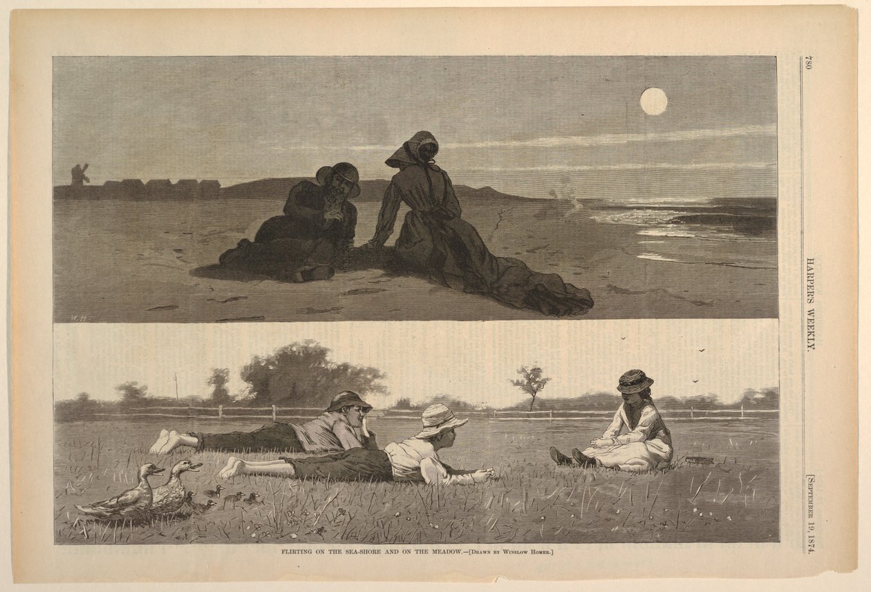 Flertando à beira-mar e no prado de Winslow Homer