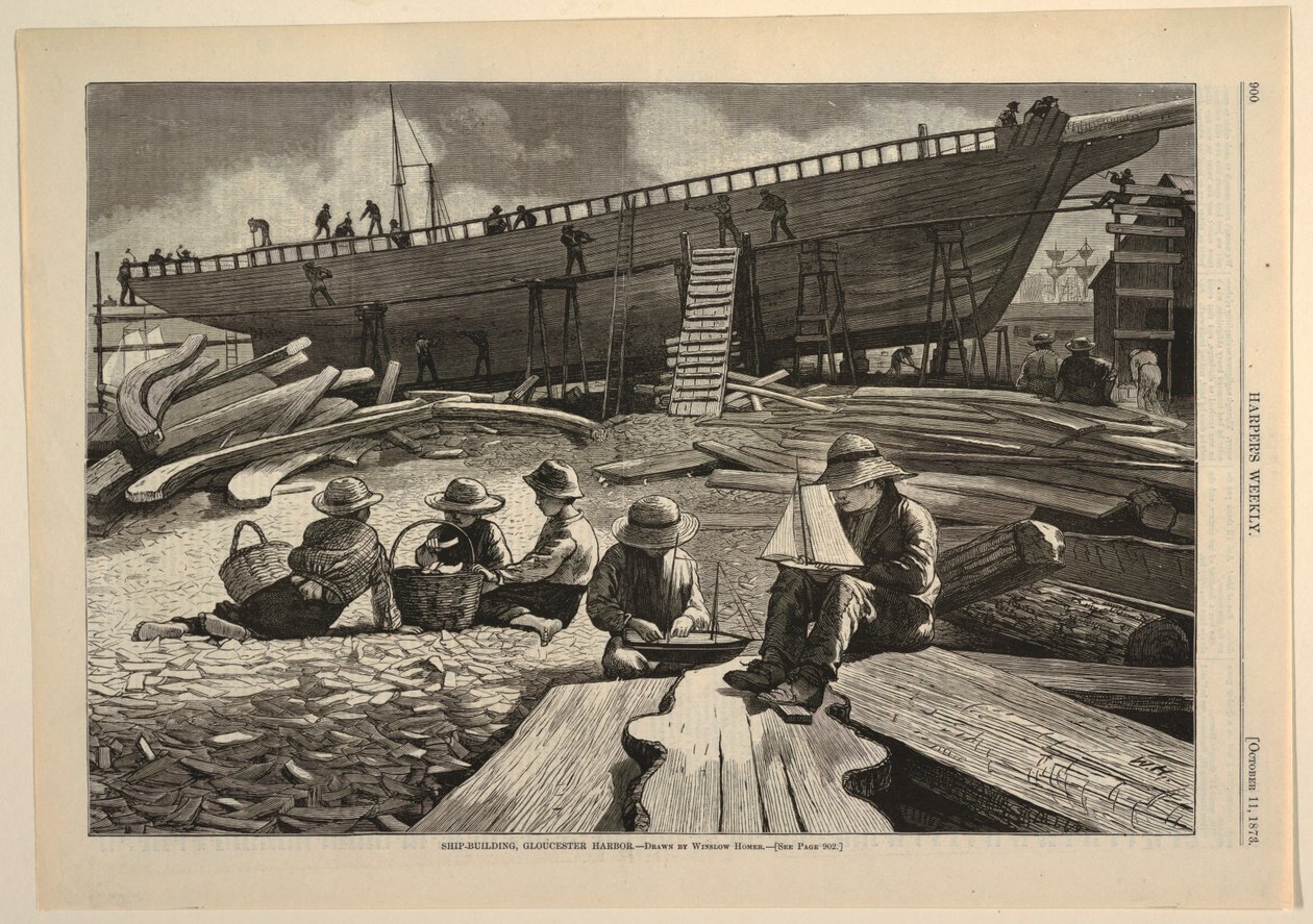 Ship-Building, Gloucester Harbor, da Harper