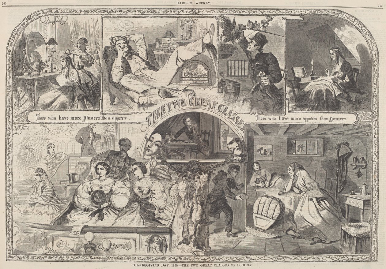 Dia de Ação de Graças, 1860 - As Duas Grandes Classes da Sociedade de Winslow Homer