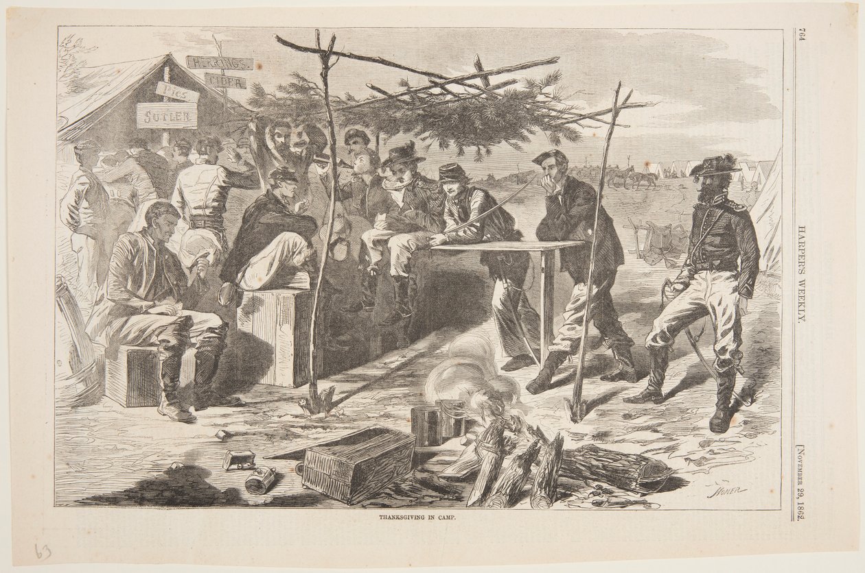 Ação de Graças no acampamento de after Winslow Homer