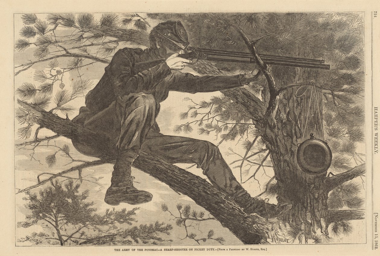 O Exército do Potomac - A Sharp-Shooter em serviço de piquete de Winslow Homer