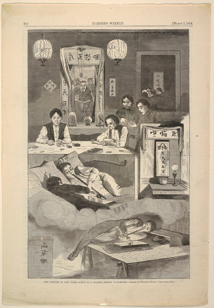 Os Chineses em Nova York – Cena em um Club-House da Baxter Street de after Winslow Homer