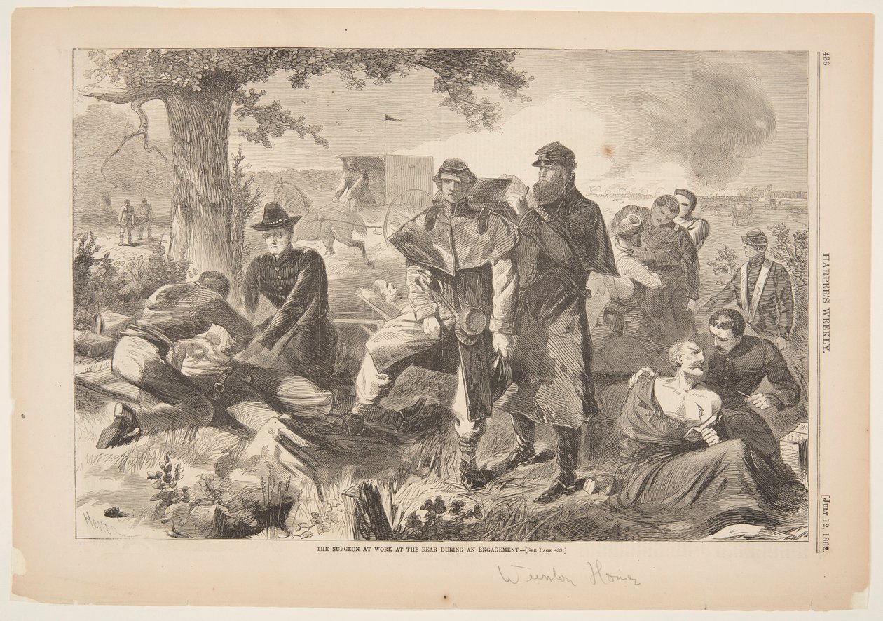 O cirurgião no trabalho na parte traseira durante um noivado de Winslow Homer