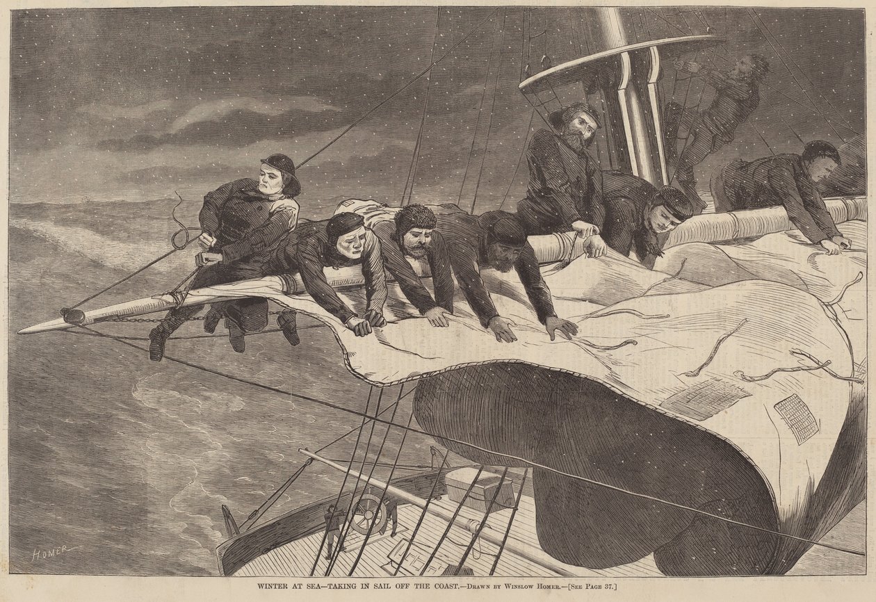 Inverno no mar - navegando ao largo da costa de Winslow Homer