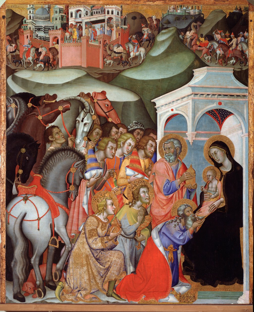 Adoração dos Magos Pintura de Bartolo di Fredi de also Manfredi de Battilori Bartolo di Fredi