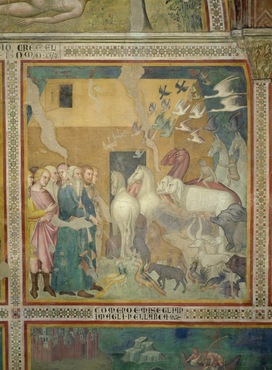 Noé Liderando os Animais para a Arca, 1356-67 (ver também 59303) de also Manfredi de Battilori Bartolo di Fredi