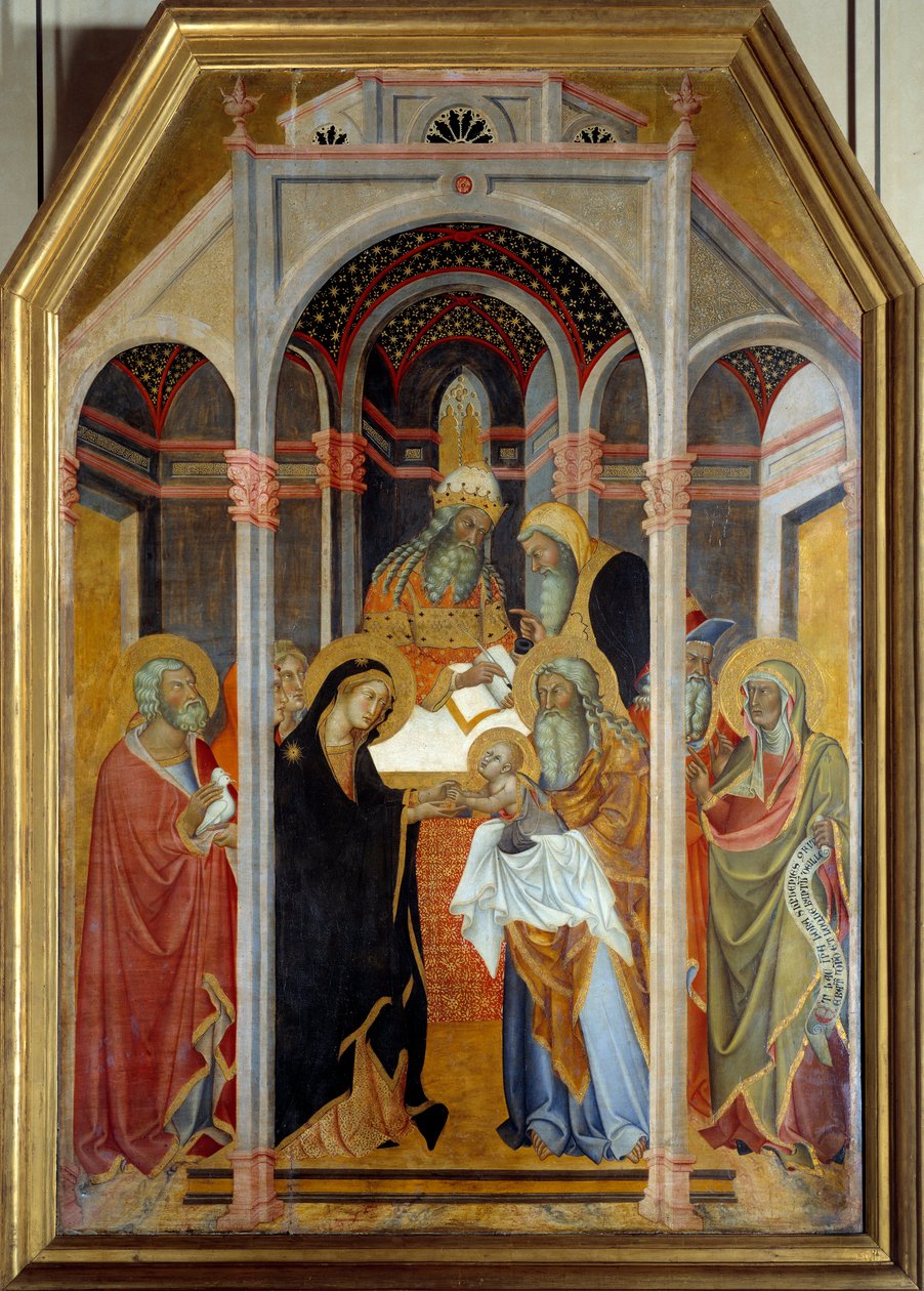 Apresentação no Templo Pintura em madeira por Bartolo di Fredi (1330-1410) Sol do século XIV. 1,9x1,25 m de also Manfredi de Battilori Bartolo di Fredi