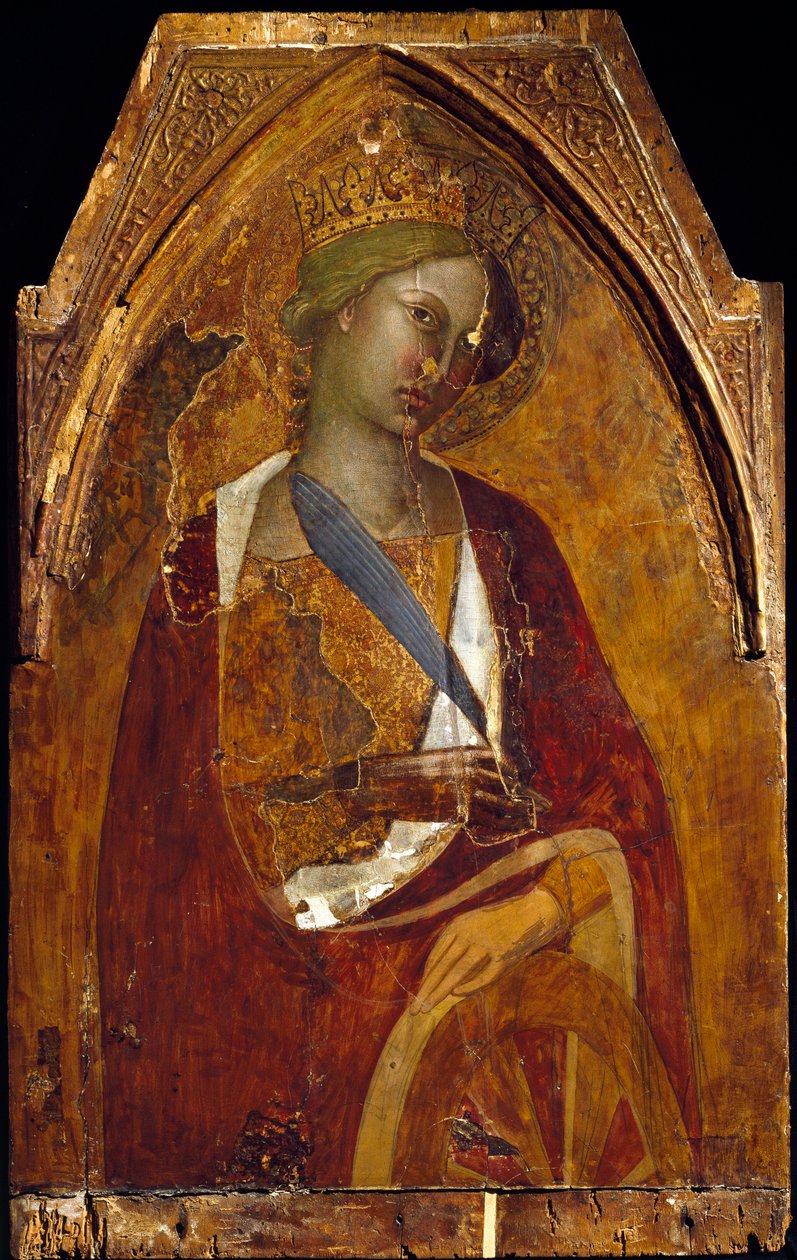 Santa Catarina de Alexandria Pintura de Bartolo di Fredi (1330 circa-1410) 1390 Dim 83x52,5 cm Assis, Museu do Tesouro da Basílica de São Francisco. Coleção Perkins de also Manfredi de Battilori Bartolo di Fredi